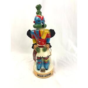 Vintage Ezra Brooks 12 Year Kachina Decanter 24K Gold Heritage Ceramic